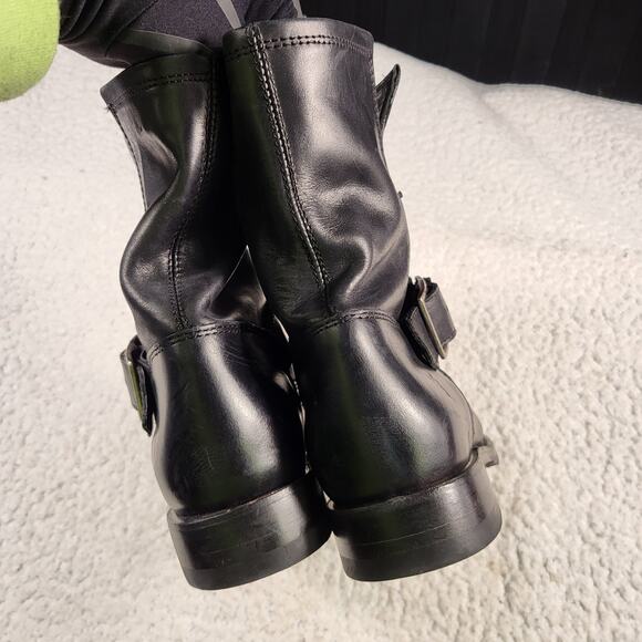NEW Frye Natalie Short Engineer black leather boots Round Toe bootie size 7 - Picture 7 of 10